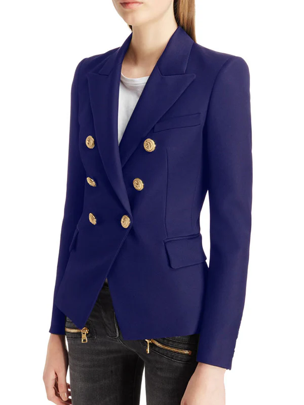 Long Sleeves Buttoned Notched Collar Blazer Outerwear - Image 6
