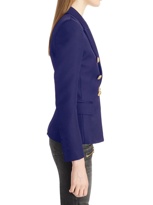 Long Sleeves Buttoned Notched Collar Blazer Outerwear - Image 7