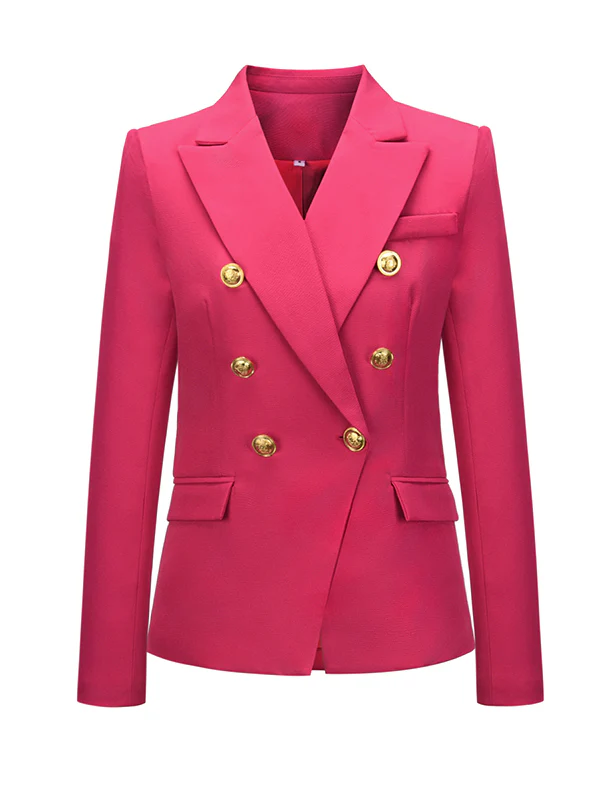 Long Sleeves Buttoned Notched Collar Blazer Outerwear - Image 9