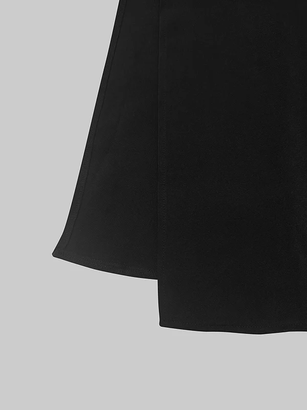 Long Sleeves Buttoned See-Through Solid Color Split-Side Lapel Maxi Dresses Shirt Dress - Image 7