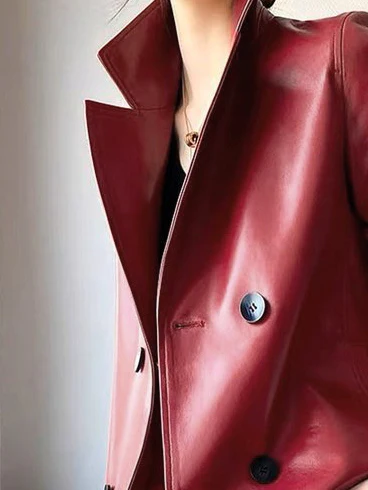 Long Sleeves Buttoned Solid Color Notched Collar Jackets&Coats Outerwear - Image 4