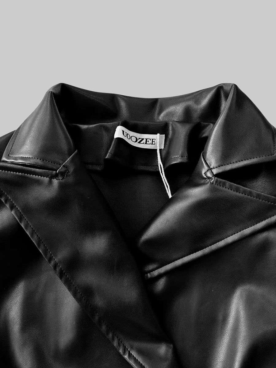 Long Sleeves Buttoned Solid Color Notched Collar Jackets Outerwear - Image 8