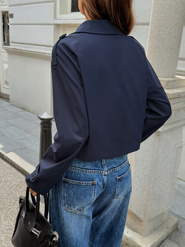 Long Sleeves Buttoned Solid Color Split-Joint Notched Collar Jackets&Coats Outerwear - Image 10