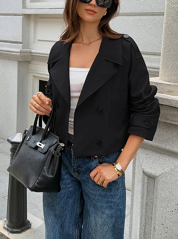 Long Sleeves Buttoned Solid Color Split-Joint Notched Collar Jackets&Coats Outerwear - Image 4