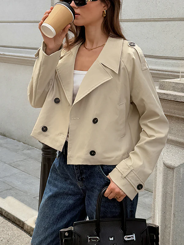 Long Sleeves Buttoned Solid Color Split-Joint Notched Collar Jackets&Coats Outerwear - Image 7