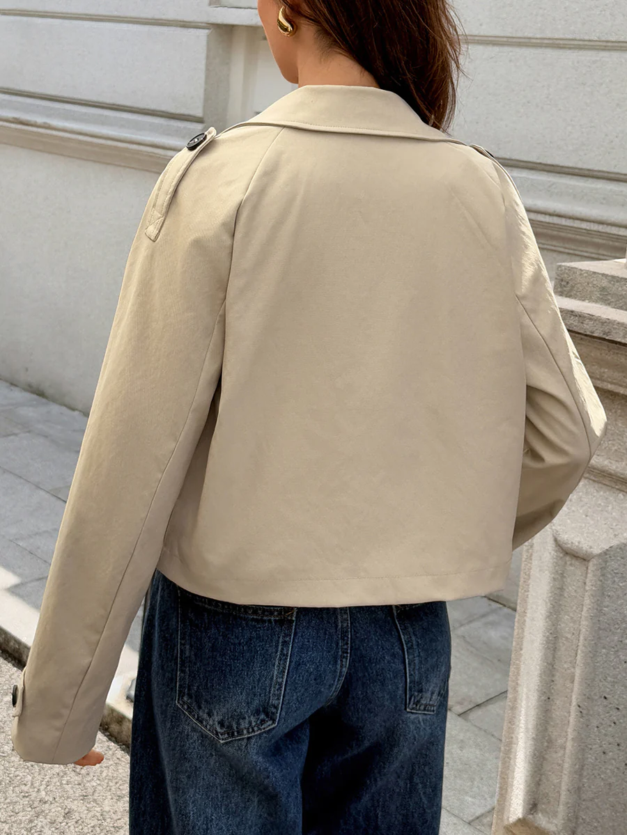 Long Sleeves Buttoned Solid Color Split-Joint Notched Collar Jackets&Coats Outerwear - Image 8