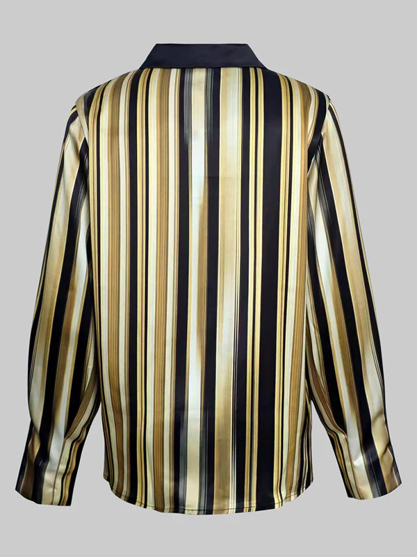 Long Sleeves Buttoned Striped Lapel Blouses&Shirts Tops - Image 5