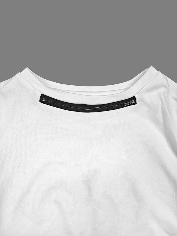 Long Sleeves Contrast Color Drawstring Zipper Tees&Pants Two Pieces Set - Image 6