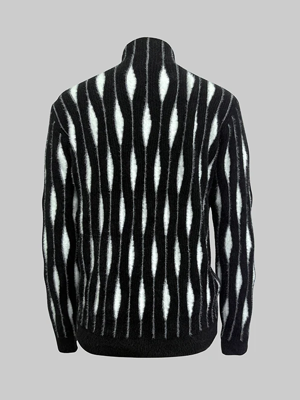 Long Sleeves Contrast Color High-Neck Sweater Tops - Image 5