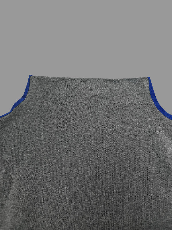 Long Sleeves Contrast Color Split-Joint High Neck Hoodies&Sweatshirt Sweatshirt Tops Tops - Image 17