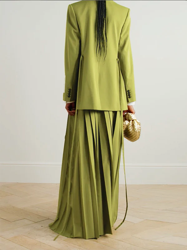 Long Sleeves Embroidered Floral Split-Joint Streamer Lapel Blazer - Image 5