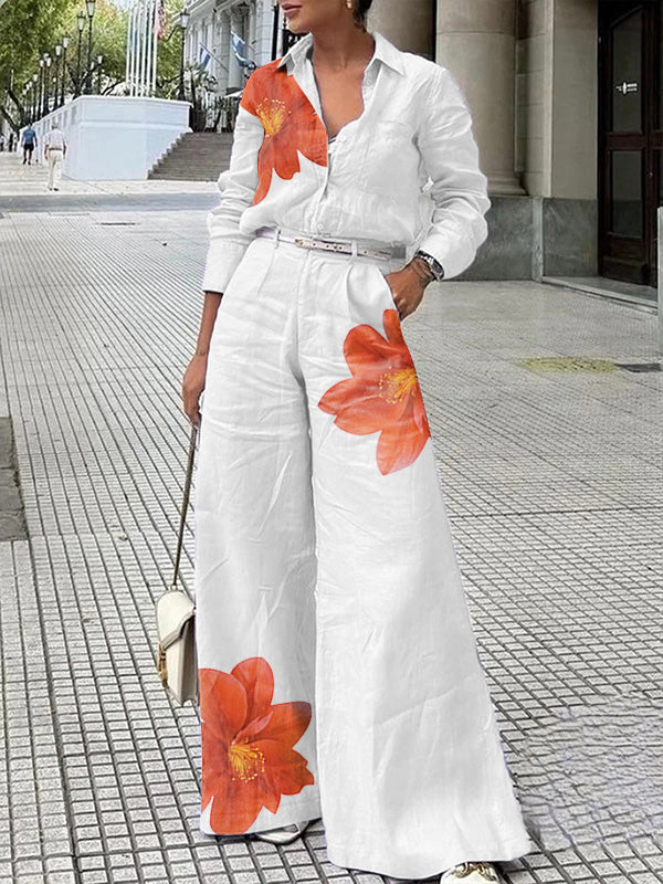 Long Sleeves Floral Printed Split-Joint Lapel Blouses&Shirts Tops - Image 2