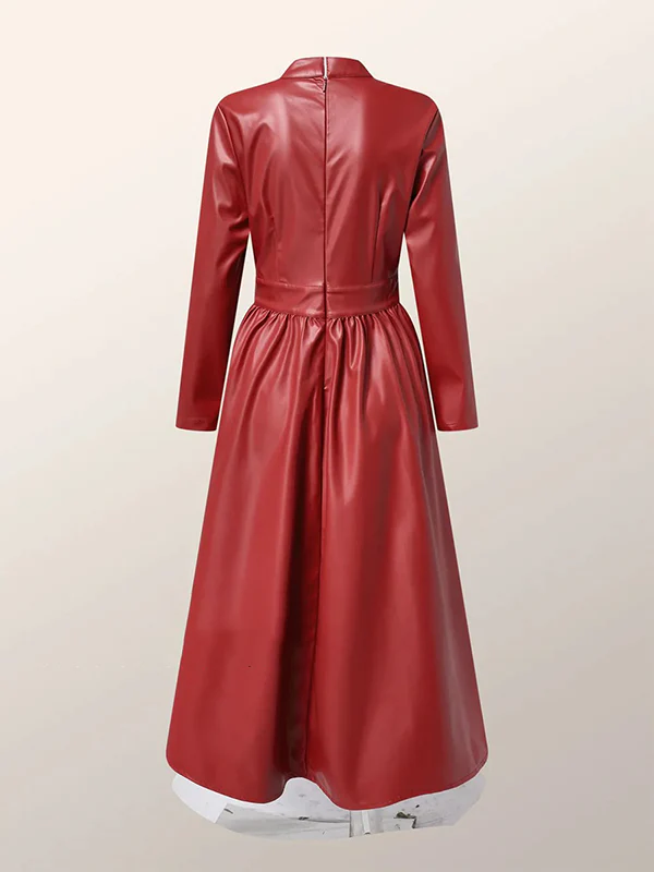 Long Sleeves Hollow Solid Color High-Neck Maxi Dresses - Image 4
