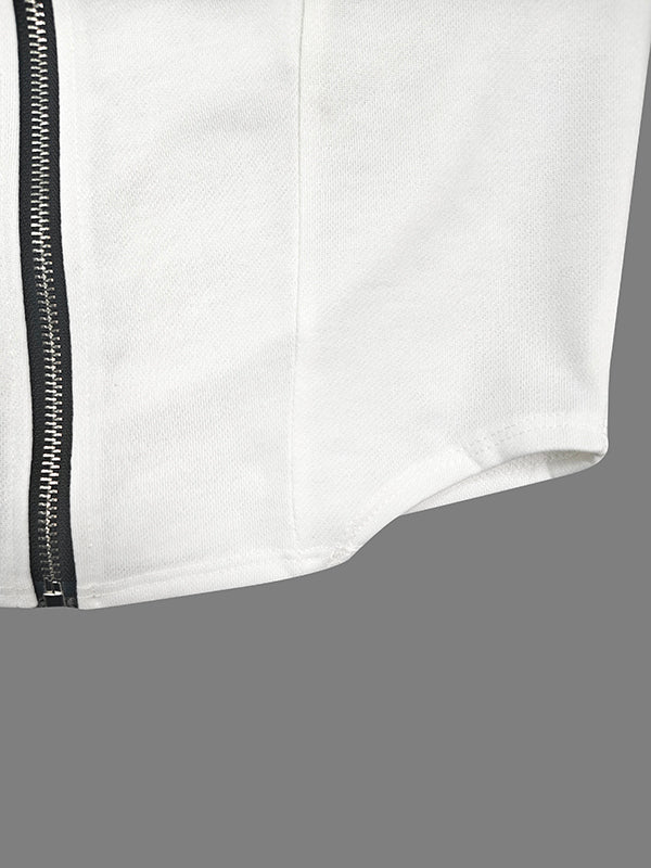 Long Sleeves Letter Print Split-Side Zipper Hooded Jackets+Pants Two Pieces Set - Image 10