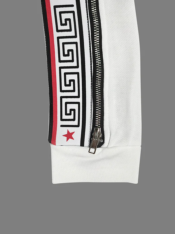 Long Sleeves Letter Print Split-Side Zipper Hooded Jackets+Pants Two Pieces Set - Image 7