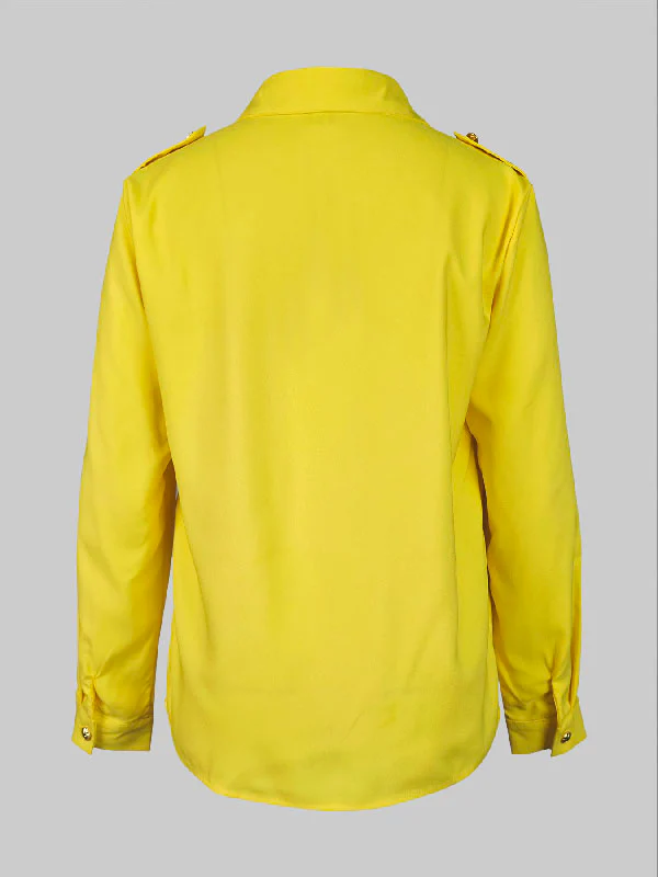 Long Sleeves Loose Asymmetric Buttoned Lapel Blouses&Shirts Tops - Image 8