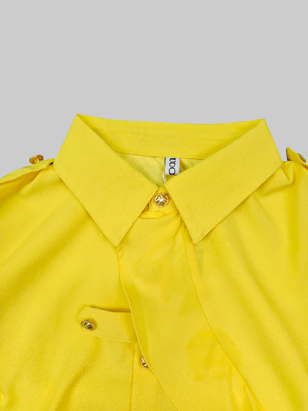 Long Sleeves Loose Asymmetric Buttoned Lapel Blouses&Shirts Tops - Image 9