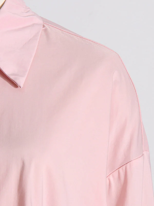 Long Sleeves Loose Asymmetric Buttoned Pleated Solid Color Split-Joint Three-Dimensional Flower Lapel Blouses&Shirts Tops - Image 21