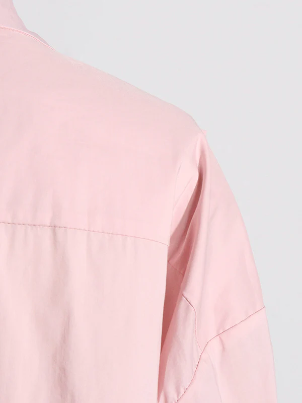 Long Sleeves Loose Asymmetric Buttoned Pleated Solid Color Split-Joint Three-Dimensional Flower Lapel Blouses&Shirts Tops - Image 22