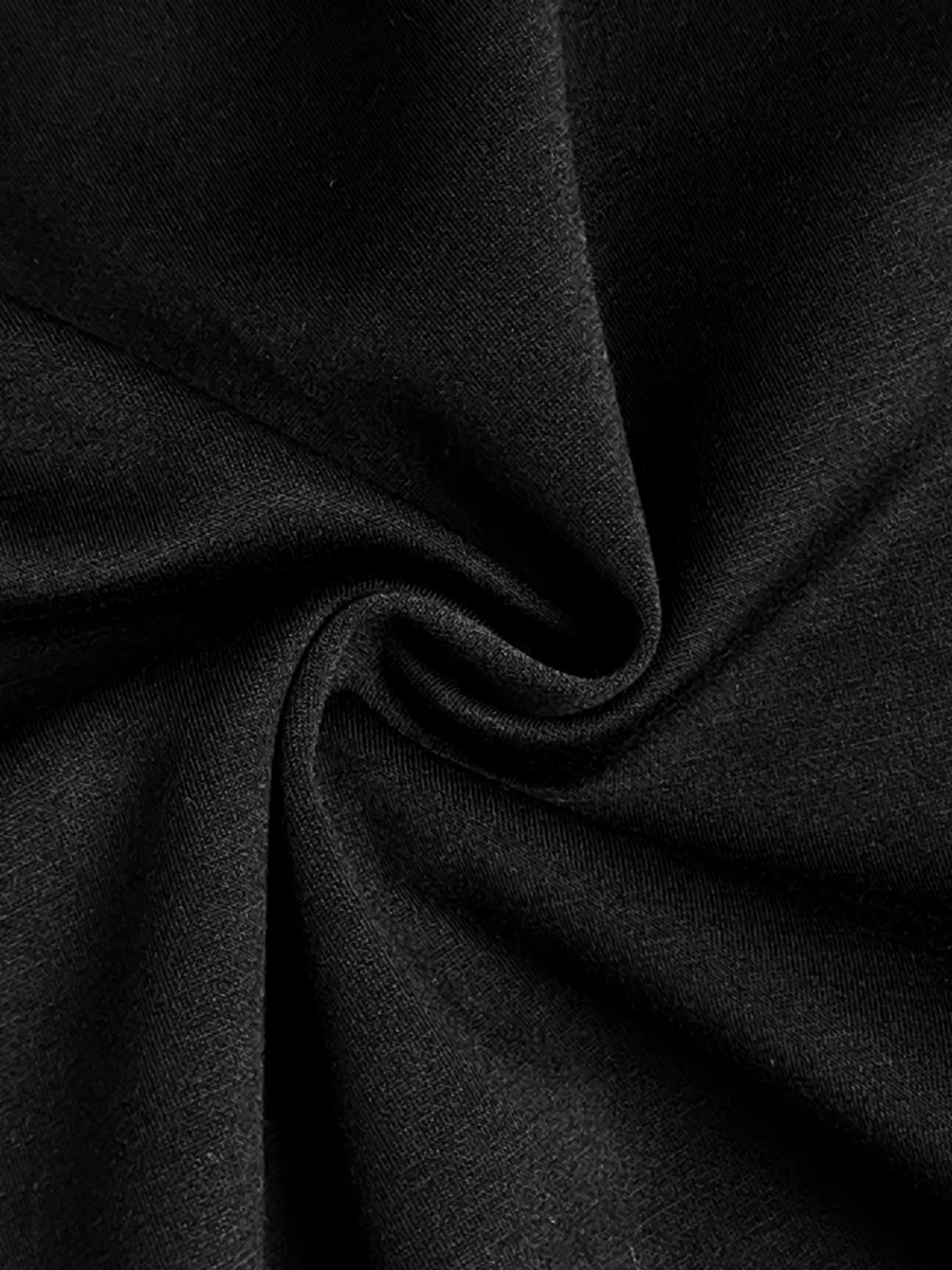 Long Sleeves Loose Asymmetric Buttoned Split-Joint Split-Side Mock Neck Maxi Dresses - Image 9