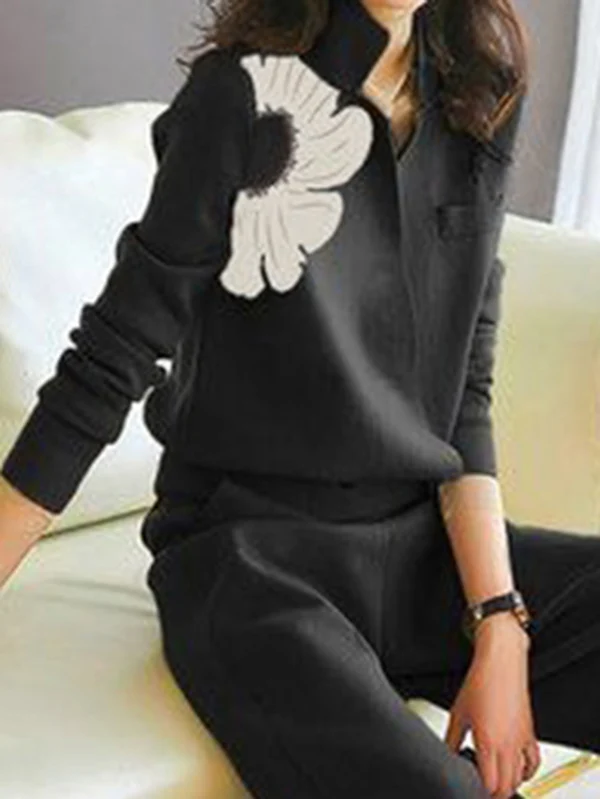 Long Sleeves Loose Asymmetric Floral Printed Split-Joint Lapel Cardigan Tops - Image 2