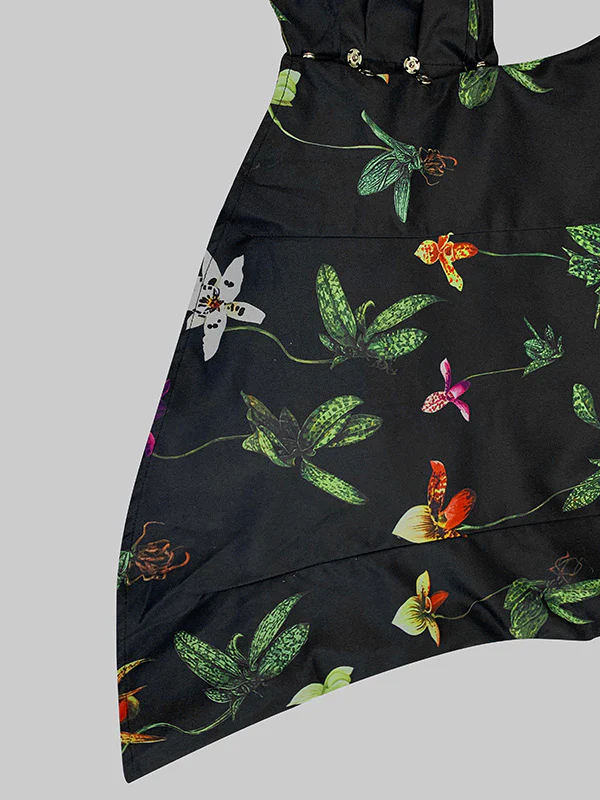 Long Sleeves Loose Asymmetric Flower Print Split-Joint Lapel Blouses&Shirts Tops - Image 7
