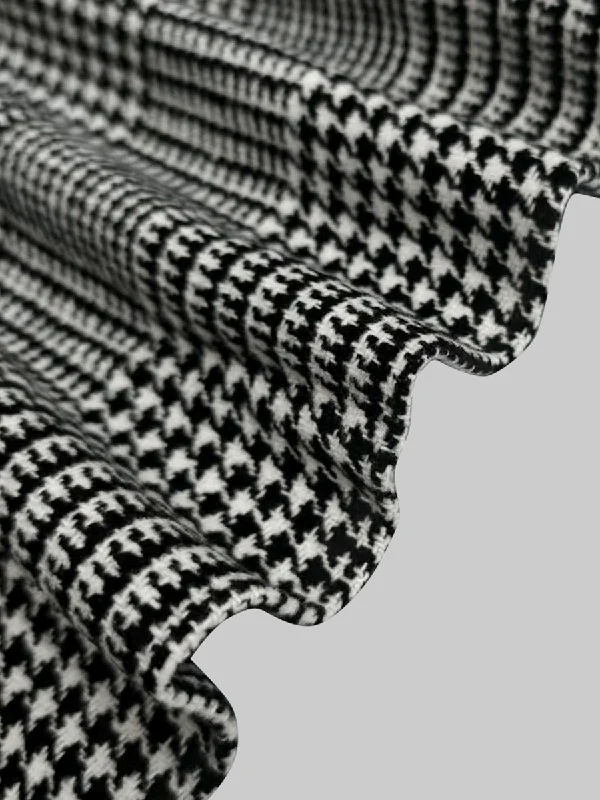 Long Sleeves Loose Asymmetric Houndstooth Plaid Stand Collar Jackets Outerwear - Image 10