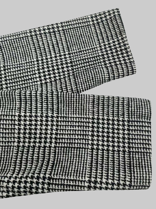 Long Sleeves Loose Asymmetric Houndstooth Plaid Stand Collar Jackets Outerwear - Image 11