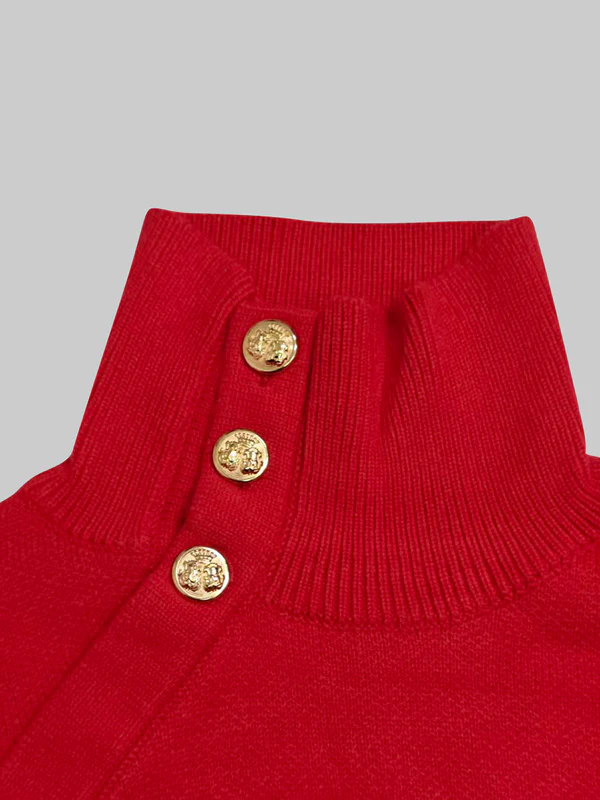 Long Sleeves Loose Beaded Solid Color Split-Side High Neck Sweater Tops - Image 8