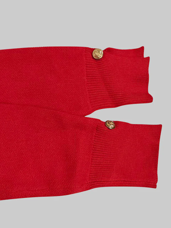 Long Sleeves Loose Beaded Solid Color Split-Side High Neck Sweater Tops - Image 9