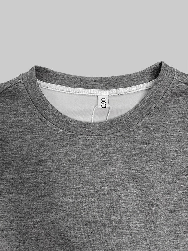 Long Sleeves Loose Belt Buckle Solid Color Round-Neck Sweatshirt Tops - Image 12