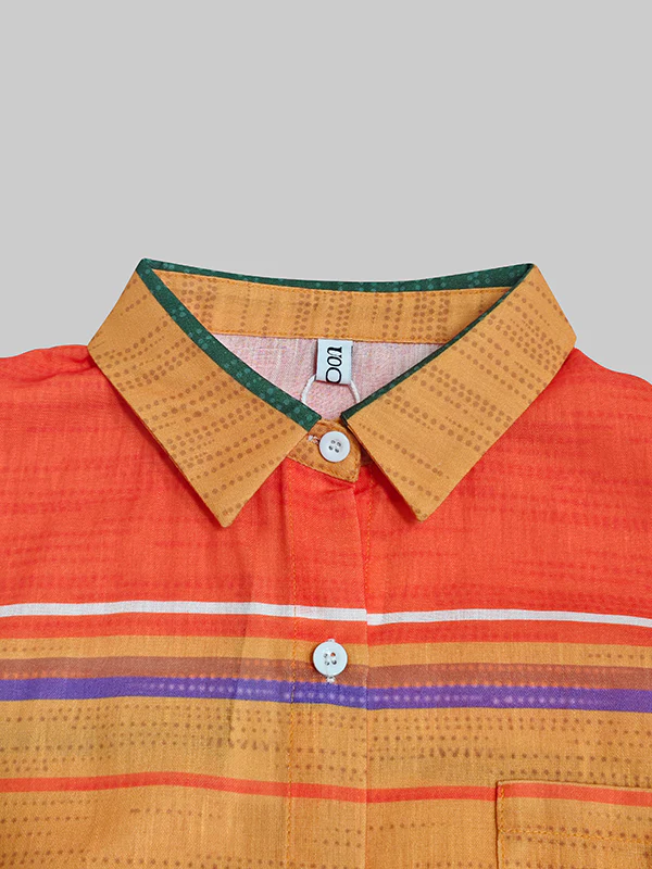 Long Sleeves Loose Buttoned Contrast Color Lapel Blouses&Shirts Tops - Image 6