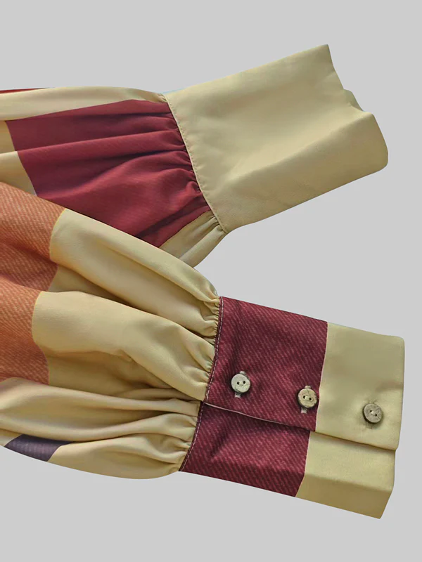 Long Sleeves Loose Buttoned Contrast Color Plaid Lapel Blouses&Shirts Tops - Image 15