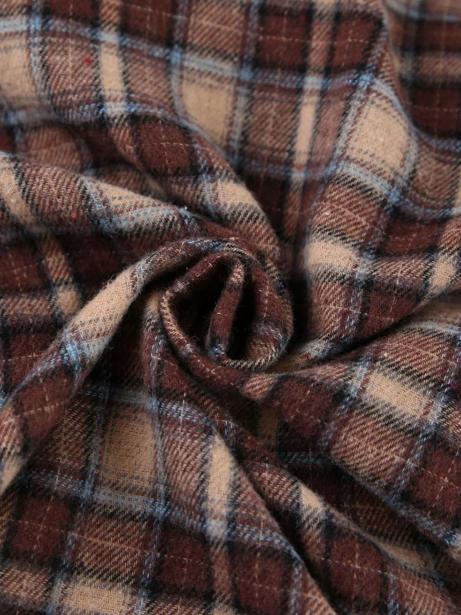 Long Sleeves Loose Buttoned Contrast Color Plaid Split-Joint Lapel Blouses&Shirts Tops Outerwear - Image 17