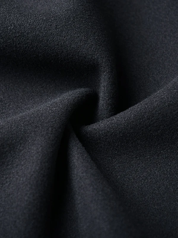 Long Sleeves Loose Buttoned Contrast Color Pockets Stand Collar Woolen Coat - Image 12
