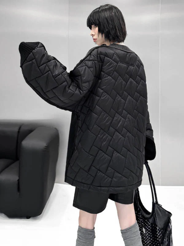 Long Sleeves Loose Buttoned Contrast Color Reversible Split-Joint Collarless Cardigan Tops Outerwear - Image 14