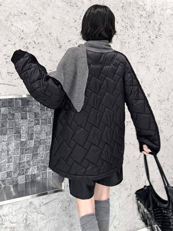 Long Sleeves Loose Buttoned Contrast Color Reversible Split-Joint Collarless Cardigan Tops Outerwear - Image 15