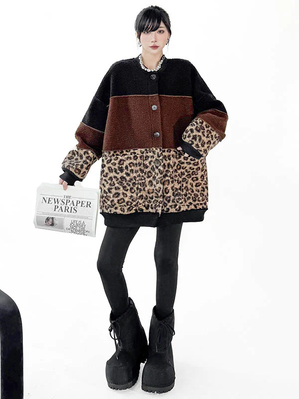 Long Sleeves Loose Buttoned Contrast Color Reversible Split-Joint Round-Neck Cardigan Tops Outerwear - Image 11
