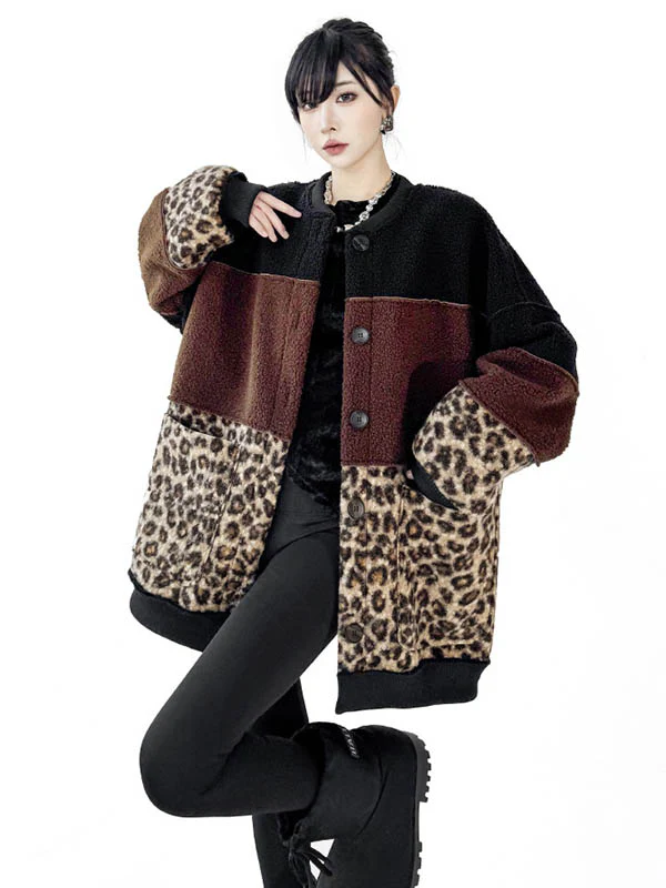 Long Sleeves Loose Buttoned Contrast Color Reversible Split-Joint Round-Neck Cardigan Tops Outerwear - Image 14