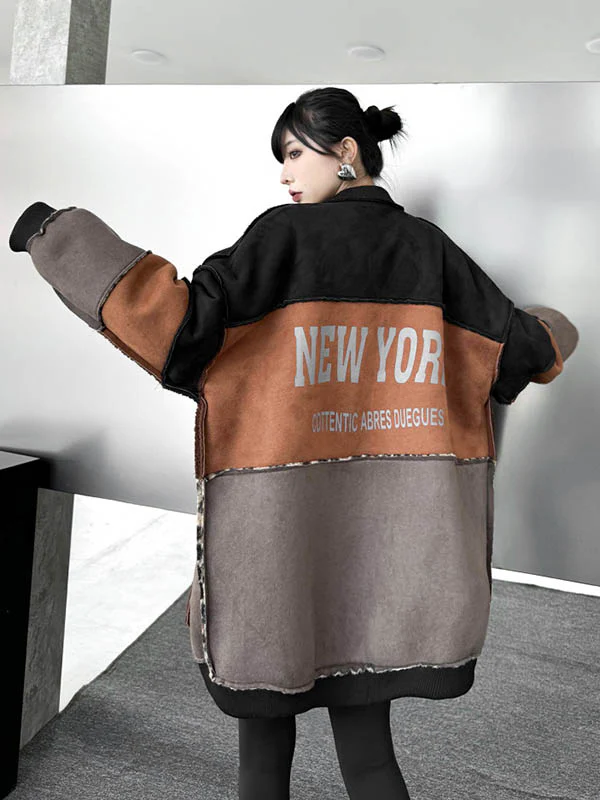 Long Sleeves Loose Buttoned Contrast Color Reversible Split-Joint Round-Neck Cardigan Tops Outerwear - Image 7