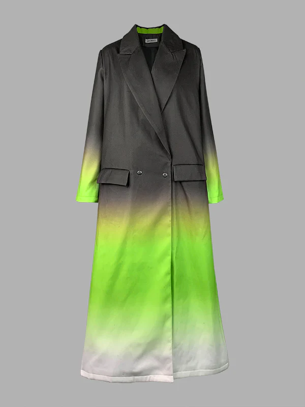 Long Sleeves Loose Buttoned Gradient Pockets Split-Joint Notched Collar Outerwear - Image 4