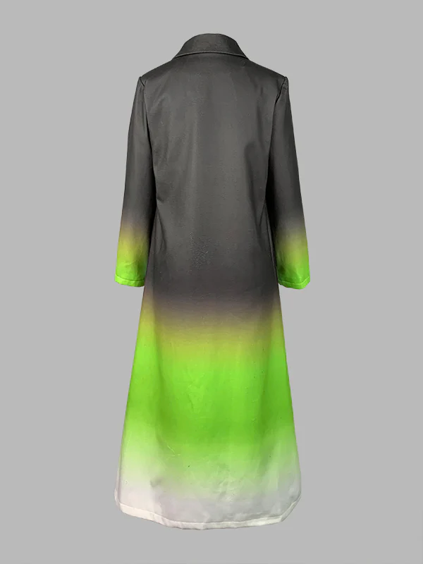 Long Sleeves Loose Buttoned Gradient Pockets Split-Joint Notched Collar Outerwear - Image 5