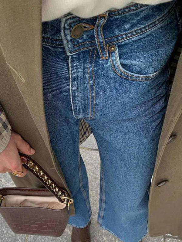 Long Sleeves Loose Buttoned Plaid Split-Joint Lapel Outerwear Trench Coats - Image 6