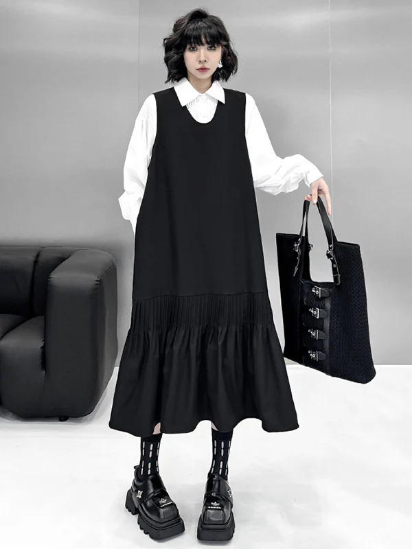 Long Sleeves Loose Buttoned Pleated Solid Color Polo Blouses&Shirts Tops - Image 15