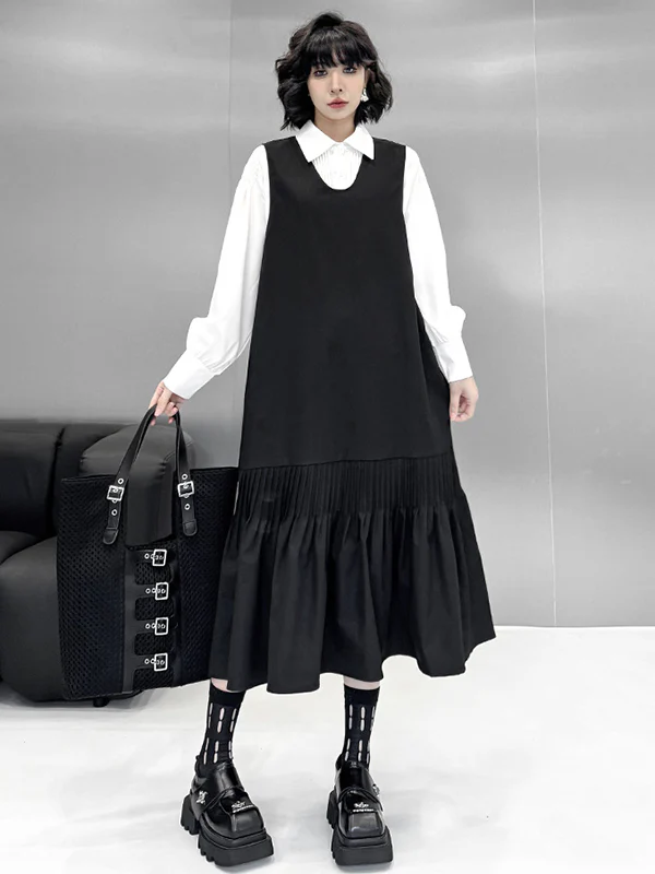 Long Sleeves Loose Buttoned Pleated Solid Color Polo Blouses&Shirts Tops - Image 16