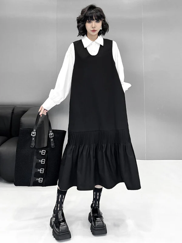 Long Sleeves Loose Buttoned Pleated Solid Color Polo Blouses&Shirts Tops - Image 17