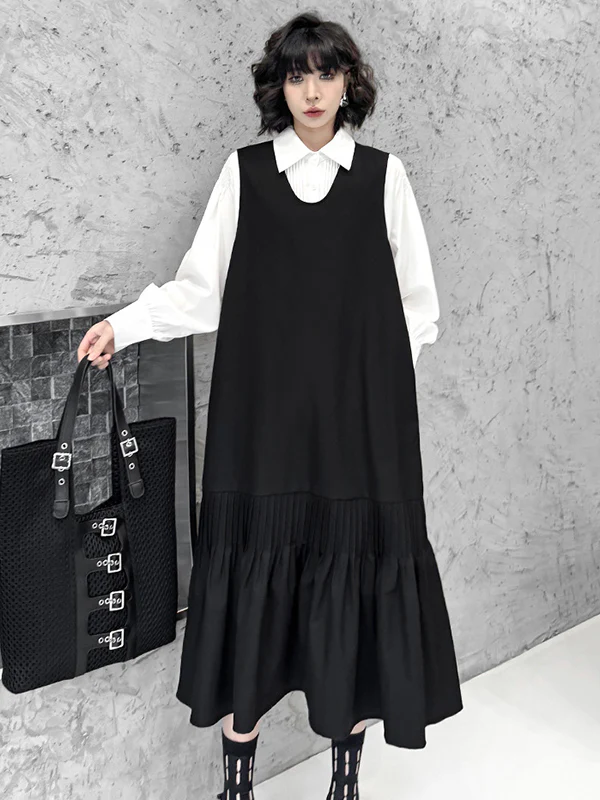 Long Sleeves Loose Buttoned Pleated Solid Color Polo Blouses&Shirts Tops - Image 18
