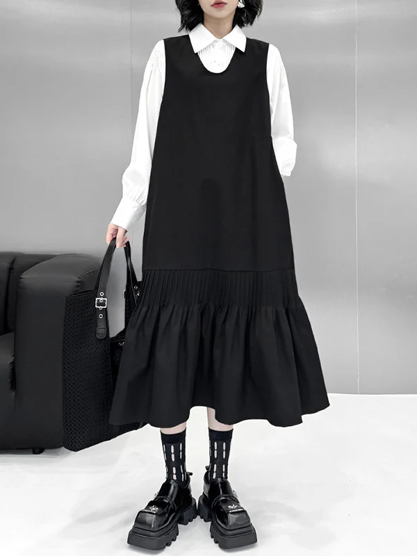 Long Sleeves Loose Buttoned Pleated Solid Color Polo Blouses&Shirts Tops - Image 19