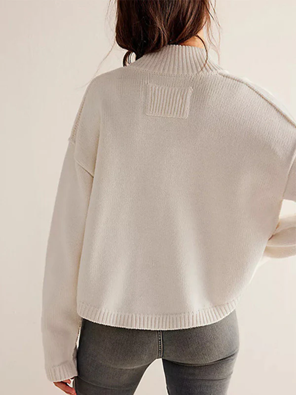 Long Sleeves Loose Buttoned Pockets Solid Color Split-Joint Stand Collar Cardigan Tops - Image 16