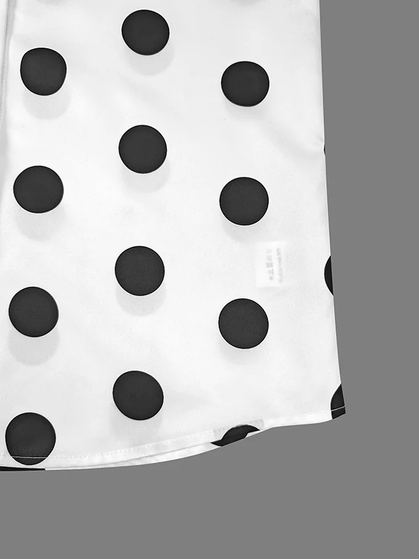Long Sleeves Loose Buttoned Polka-Dot Split-Joint Lapel Blouses&Shirts Tops - Image 7